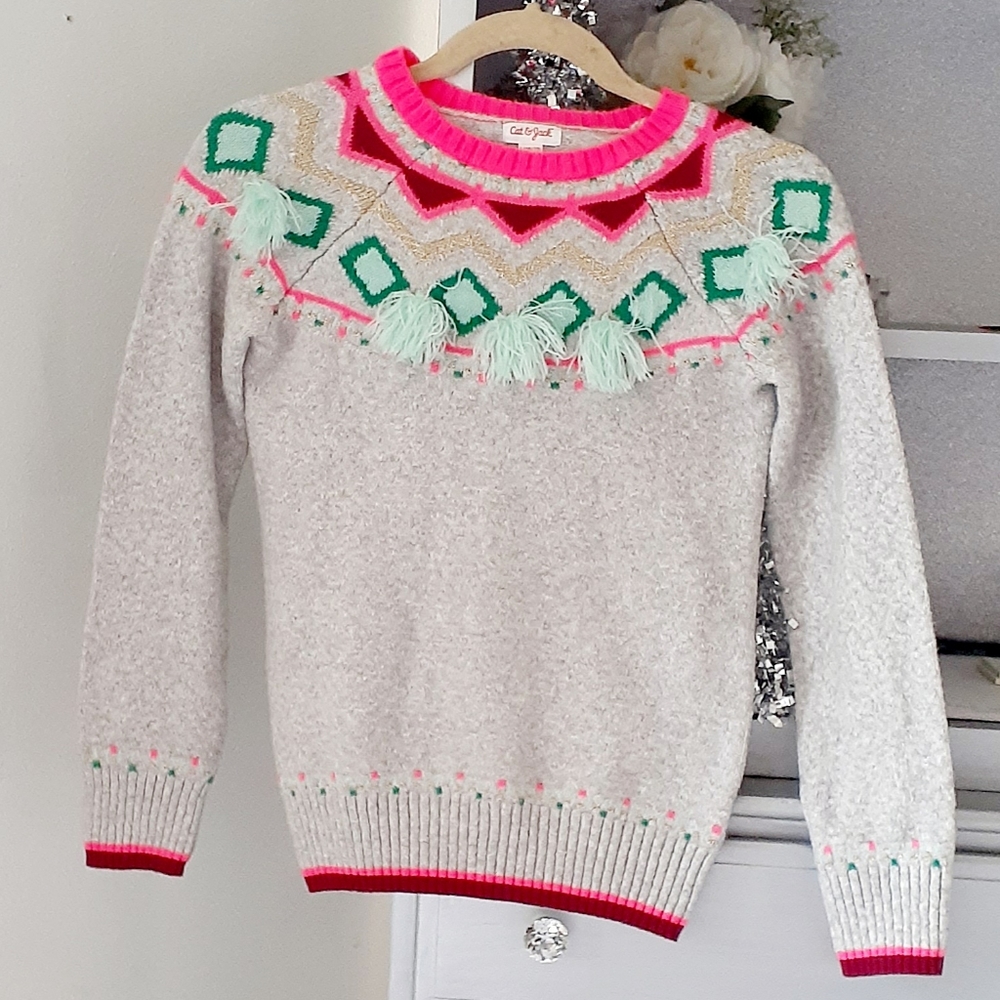 Cat & Jack sweater with pom poms